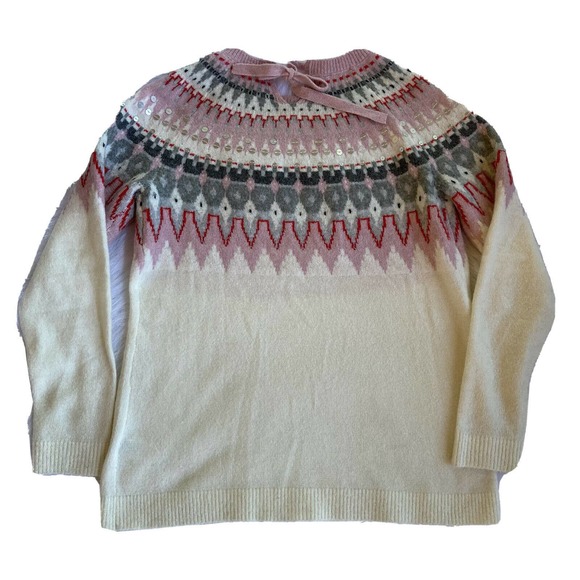 Talbots Sweater Knit Womens Sz S Petite Tie Neck Sequins Holidays Pullover. - Picture 2 of 9